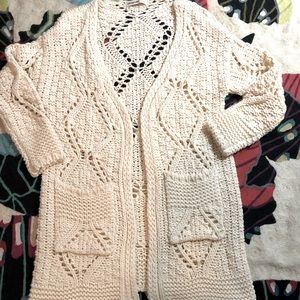 Origami long cream crochet cardigan